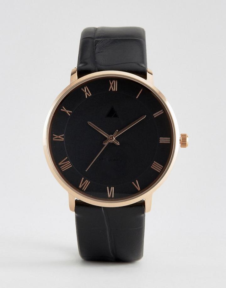 Asos Watch With Croc Look Strap - Black