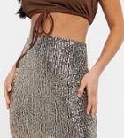 Asos Design Petite Sequin Mini Skirt In Rose Gold