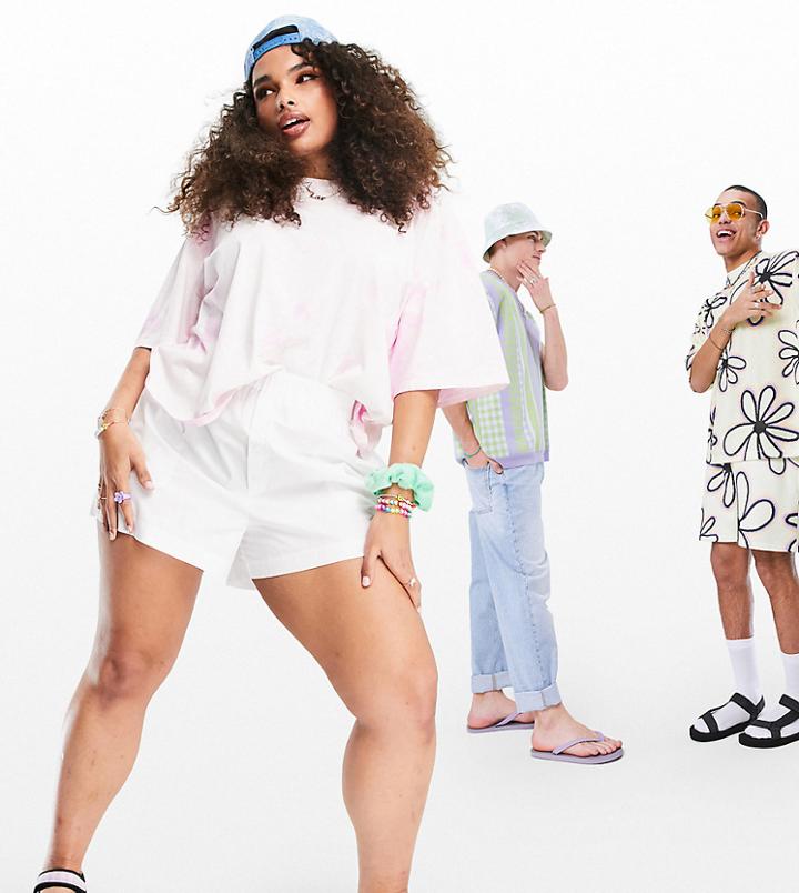 Asos Design Curve Oversized T-shirt In Tie Dye In Pink