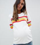 Asos Design Maternity Sweater With Placed Stripe - Multi