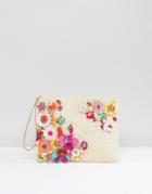America & Beyond Floral Embellishment Clutch Bag - Multi