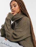 Jdy Cowl Neck Sweater In Brown