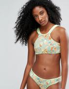 Maaji Reversible High Neck Jungle Print Bikini Top - Yellow