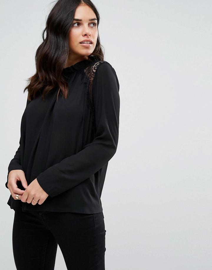 Qed London High Neck Blouse - Black
