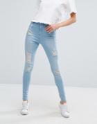 Waven Anika High Waist Skinny Jeans With Abrasions - Blue