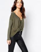 New Look Wrap Front Top - Green