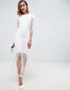 Asos Edition Embroidered Fringe Wedding Dress - White