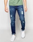 Threadbare Carter Regular Fit Distressed Jeans - Blue
