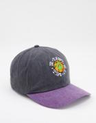 Asos Design Baseball Cap With Vintage Embroidery-grey