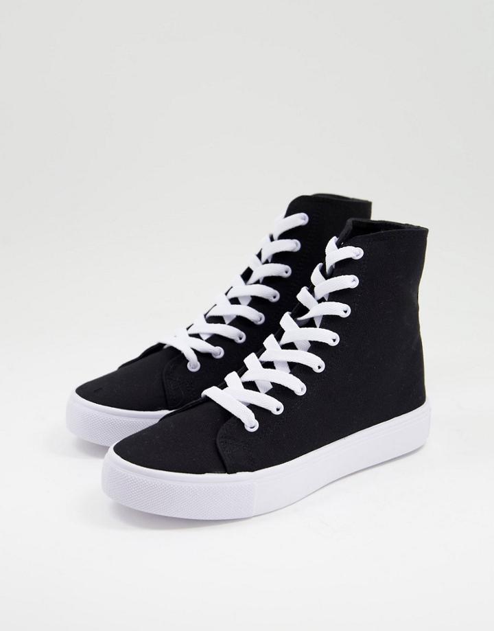 Asos Design Daz Canvas High Top Sneakers In Black