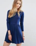 Brave Soul Jersey Skater Dress - Navy