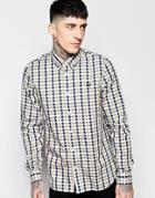 Fred Perry Shirt With Herringbone Gingham Check In Slim Fit - Camel
