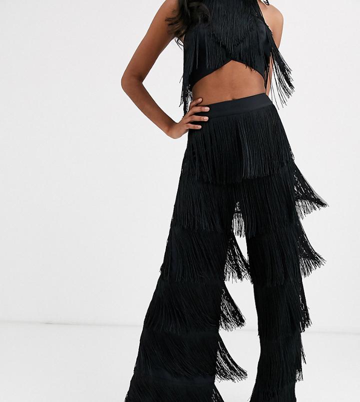 Asos Design All Over Tiered Fringe Wide Leg Pants Two-piece