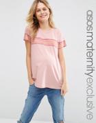 Asos Maternity Stripe Placement T-shirt - Pink