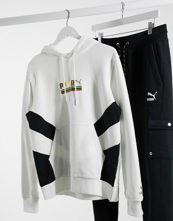 Puma Tfs Unity Chest Logo Hoodie In White