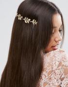 Asos Leaf Back Detail Headband - Gold