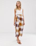Asos Design Brown Check Tie Side City Maxi Skirt - Multi