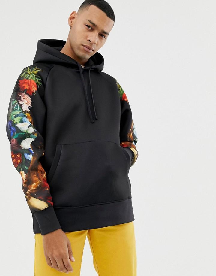 Ripndip Bouquet Sleeve Print Hoodie In Black - Black