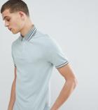 Ted Baker Tall Polo Shirt In Blue With Contrast Tipping - Green