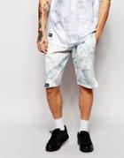 Ichiban Neoprene Shorts In Mountain Map Print - Blue