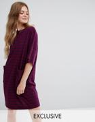 Monki Stripe Oversized Pocket T-shirt Dress - Multi