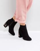 New Look Ankle Boot With Floral Embellished Heel - Black