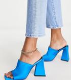 Asos Design Wide Fit Nyla Heeled Mules In Blue