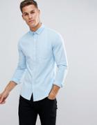 Asos Design Casual Slim Oxford Shirt In Blue