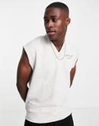 Jack & Jones Originals Oversize Sweat Vest With V-neck In Light Gray-grey