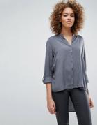 Only New Fallow Monk Collar Shirt - Gray