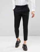 Selected Homme Cropped Skinny Fit Pants With Stretch - Black