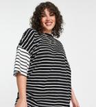 Asos Design Curve Oversized T-shirt In Cut-about Mono Stripe-multi