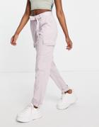 Miss Selfridge Tie Waist Cargo Pants In Lilac-purple