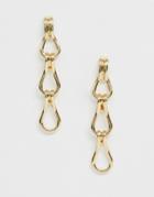 Asos Design Earrings In Linked Hardware Chain Design In Gold Tone - Gold