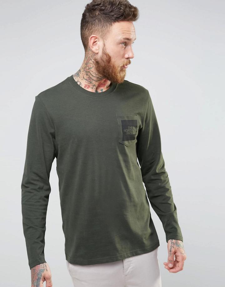 The North Face T-shirt With Logo Pocket Print In Green - Green