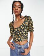 & Other Stories Ecovero Lemon Print Crop Top In Multi