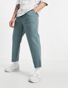 Asos Design Wide Fit Chinos With Pleats In Blue-blues