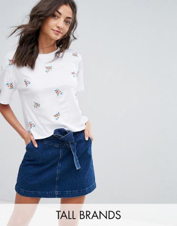 New Look Tall Embroidered Boxy Top - White