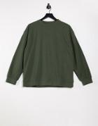 Peek & Beau Lounge Rib Lightweight Sweatshirt In Khaki-red