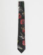 Twisted Tailor Tie With Tattoo Print In Black