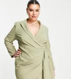 Lavish Alice Plus Wrap Blazer Dress In Pistachio-green