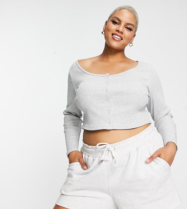 Puma Plus Classics Ribbed Longsleeved Top In Gray