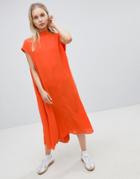 Weekday Long Floaty Dress - Red