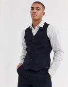 Asos Design Wedding Skinny Suit Suit Vest In Wool Blend In Navy