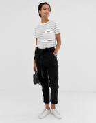 Asos Design Tie Waist Peg Casual Pants-black