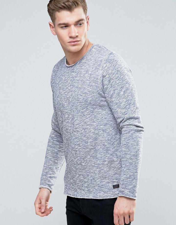 Produkt Sweatshirt In Slub Jersey Detail - Navy