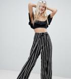 Monki Tie Front Stripe Beach Pants - Multi