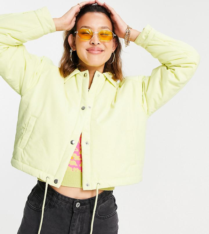Collusion Cropped Coach Jacket In Yellow