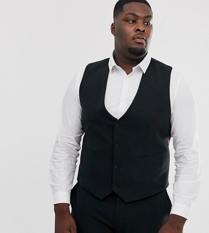 Asos Design Plus Super Skinny Suit Suit Vest In Black - Black