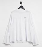 Collusion Unisex Oversized Long Sleeve T-shirt With Fluted Sleeves In White
